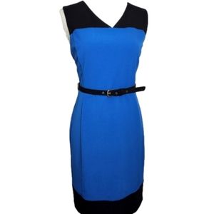 New York & Company Strech Dress with belt - Blue and Black - Size 2